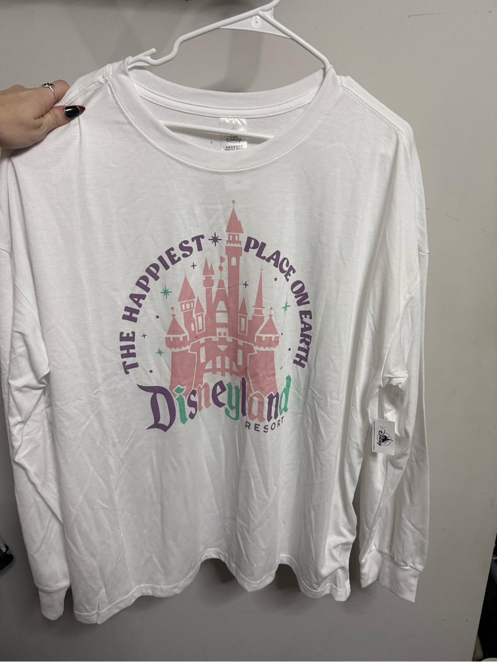 Disneyland Resort White Long Sleeve Tee - Pink Castle Graphic